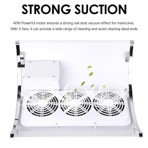 Nail Dust Collector Powerful Nail Vacuum Dust Collector, 40W Nail Dust Vacuum Cleaner Dust Extractor for Poly Nail, Acrylic Fan Vacuums Dust Suction Machine Manicure Dust Collector for Nails