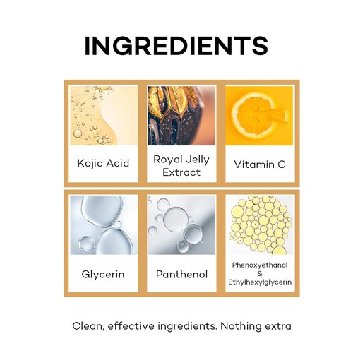 Essential Care, Anti Aging with Vitamine C, Kojic Acid, Royal Jelly Extract, Hyaluronate, Glycolic Acid, Dark Spot Remover, Anti-Wrinkles, Glowing face, Brightening Skin Serum,30 Ml 1.01fl oz