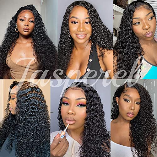 30 Inch Deep Wave Lace Front Wigs Human Hair for Women 4X4 Hd Lace Closure Brazilian Virgin Wig Wet and Wavy Wear and Go Glueless Wigs Pre Plucked Bleached Knots Natural Black