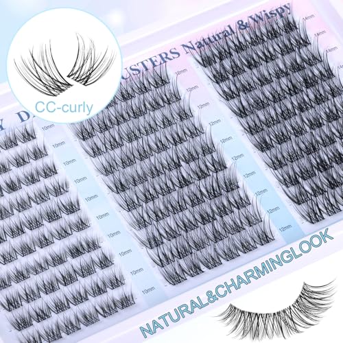 Lash Clusters Wispy Eyelash Clusters Natural CC-Curly Cluster Lashes zanlufly Wispy Individual Lashes 180Pcs Eyelash Extension 10 12 14MM DIY Lash Extension