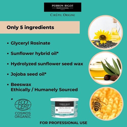 Cirepil - Origine - 400g / 14.11 oz Wax Tin - COSMOS Certified Organic Wax - Free of Colorants, Fragrance, Petrochemicals and Minerals - Thin Gel Texture - Perfect for Large Areas - Strips Needed