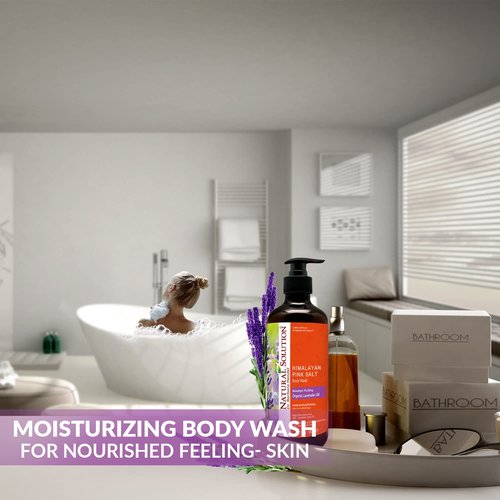 NATURAL SOLUTION Pink Salt Body Wash, Relax & Purifying Body Wash with Organic Lavender Oil - 500 ml