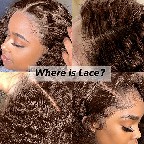 250% Density Mongolian Curly Lace Front Wigs Human Hair 13x6 Auburn Brown HD Transparent Lace Front Wigs Human Hair for Women With Baby Hair Chocolate Deep Curly Lace Frontal Wig