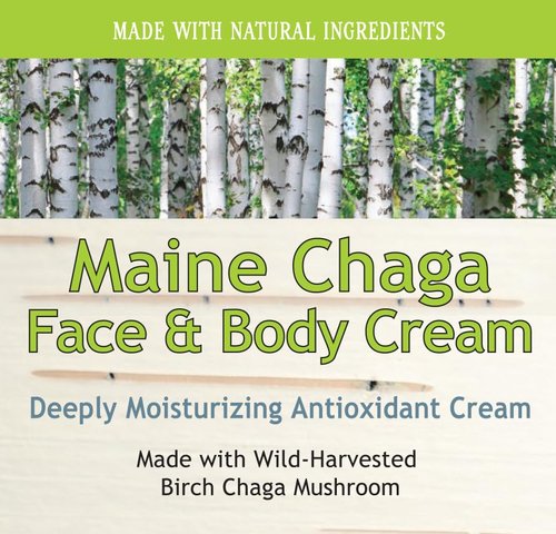 Maine Chaga Face & Body Cream | 4 oz Value Size | Made with Wild Harvested USA & Canadian Grown Chaga | Natural Ingredients | Lightweight Lotion for the Face Yet Moisturizing for the Whole Body