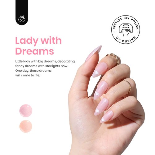 beetles Gel Polish Nail Set 20 Colors Healing Elixir Collection Manicure Kit with 6 Pcs Jelly Shimmer Giltter Nails Lady with Dreams Collection Transparent Pink Biege Gel