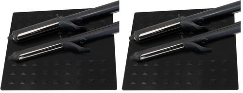 Colortrak Heat-Resistant Styling Station Mat, Silicone Mat Prevents Work Surfaces from Heat Damage of Styling Tools, Prevent Tool from Falling or Slipping, Black, 9 x 11 inches (Pack of 2)