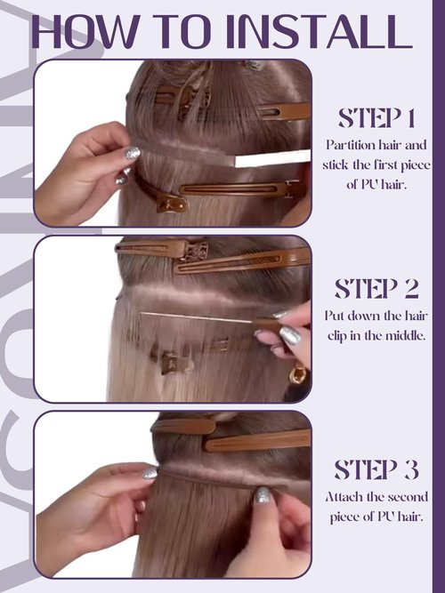 Anrosa 16 Inch Long invisible tape in hair extensions for Women Light Brown with Platinum Blonde Invisible Silky Wide Tape in Extensions Human Hair 50G