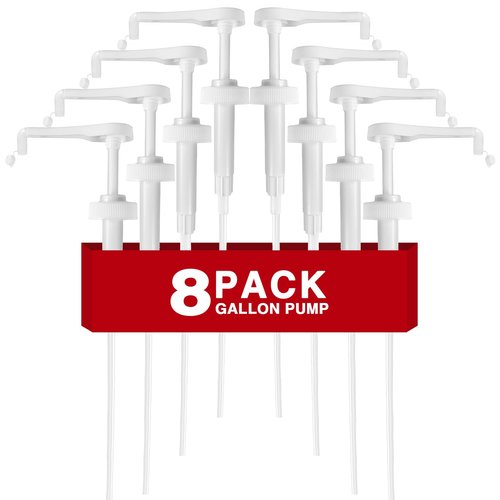 8Pcs Gallon Jug Pump Dispenser, 38-400 Leak Proof Pump for Gallon Jug - Lotion Shampoo Pump Cap Included, Fits 1 Gallon Bottle 64oz 128oz Shampoo Laundry Detergent Containers