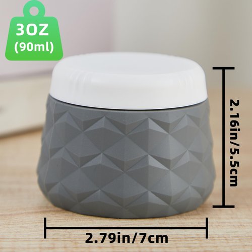 Silevoler Travel Size Containers for Toiletries, TSA Approved Travel Size Toiletries Silicone Cosmetic Cream Jars, Leak-Proof Refillable Containers W/Clear Bag (GRAY, 3OZ)