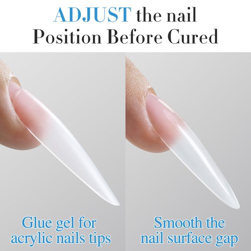 Double Rhythm 2 Pcs 0.5Oz Nail Glue Gel Set for False Acrylic Nail Tips and Press on Nails Gel Nail Polish Kit Nail Art Salon DIY Lamp Needed (Glue Clear)