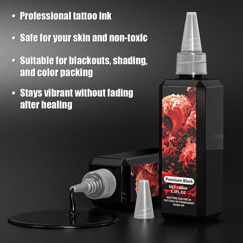 Nazzor Tattoo Ink Premium Black Tattoo Ink Perfect for Shading and Lining Smooth Consistent Pigment Tattoo Color for Beginners Premium Black