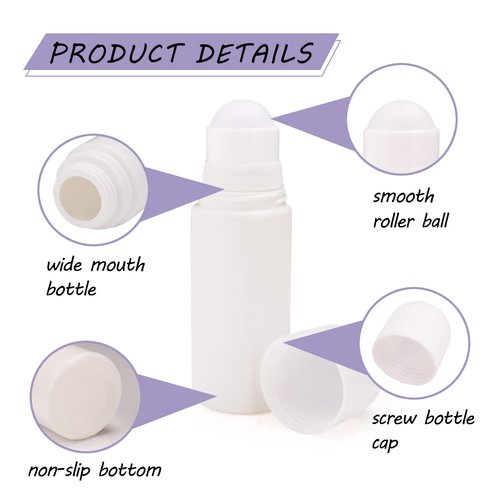 8 Packs Roll On Deodorant Bottles 1.7oz/50ml Empty Deodorant Containers Plastic Rollerball Bottles Refillable Roller Container For Homemade Natural Deodorant