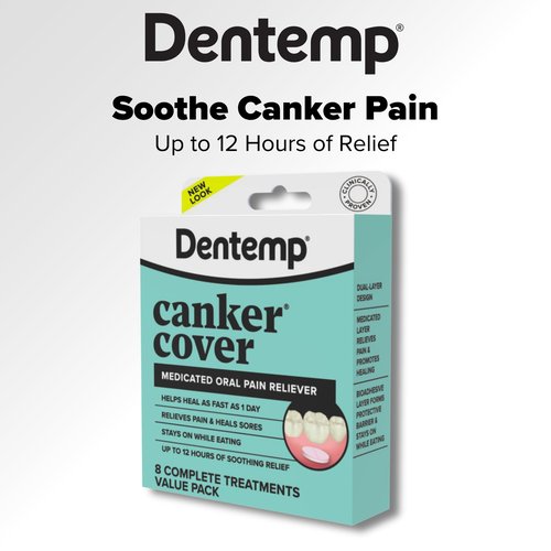 Dentemp Canker Cover - Canker Sore Medicine Pain Reliever - Canker Sore Treatment to Relieve Canker Pain, Mouth Sores & Mouth Irritation - Fast Acting Canker Sore Relief Tablets for Adults (24 Count)