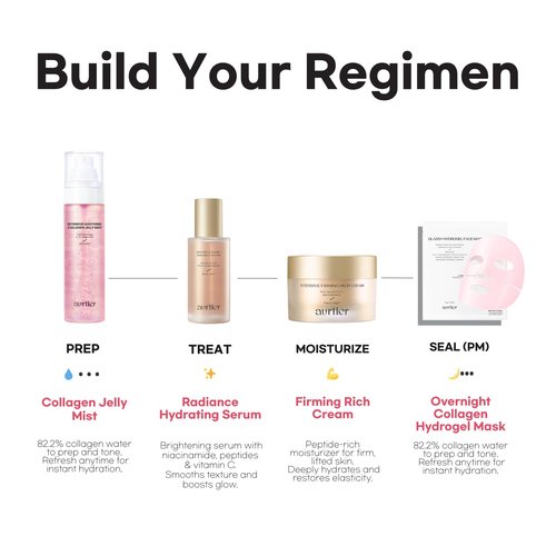 Aurtier Collagen Mist & Collagen Boosting Peptide Cream Set – Korean Skincare for Deep Hydration,Firming,Plumping, and Radiant Glass Skin Glow, Anti-Aging Moisturizer 1.69 oz & Jelly Mist 3.38 fl.oz