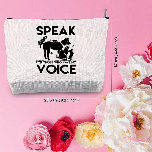 TSOTMO Vet Tech Gift I Speak for Those Who Have No Voice Gift Animal Rescue Gift Veterinarian Makeup Bag Gifts Veterinary Medicine Graduation Gift (No Voice)