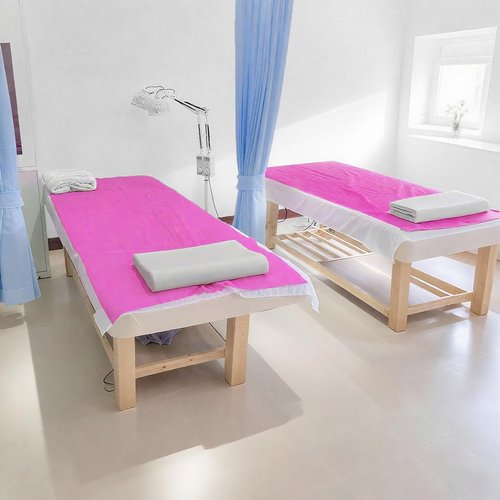 YILUFA1688 100 Pcs Massage Table Sheets Disposable Bed Cover Non Woven Fabric Breathable Sheets for Massage,Spa, Beauty Salon, Facial,Tattoo, Waxing, Esthetician (71"x 31" Pink)