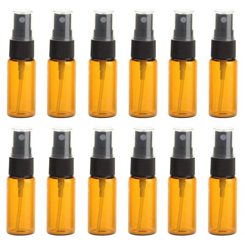 Sanyangboli 12PCS 15ML/0.5OZ Amber Glass Spray Bottle Perfume Bottles Sold Empty Fine Mist Spray Perfume Facial Water Container Cosmetic Jars for Cosmetic Packing