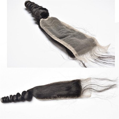 Brazilian Loose Wave 2x6 Lace Closure 100% Unprocessed Human Virgin Hair Pre Plucked Loose Deep Wave Pre-Plucked Hairline Frontal Closure Natural Black With Baby Hair (14inch, 2x6 loose wave closure)