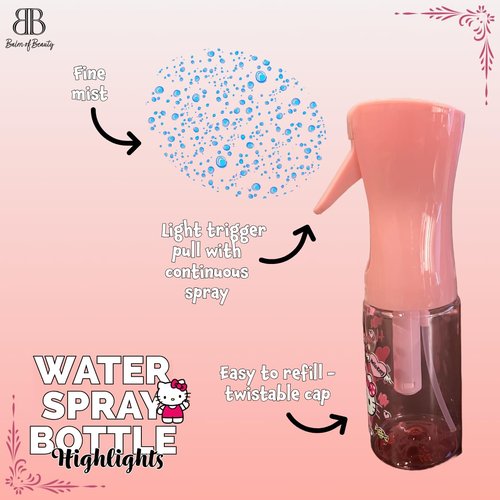 Balm of Beauty Hair Care Set Continuous Water Spray Bottle Brush Hair Clips Cute Kawaii Cartoon Dog Bunny Cat (Pink Kitty)