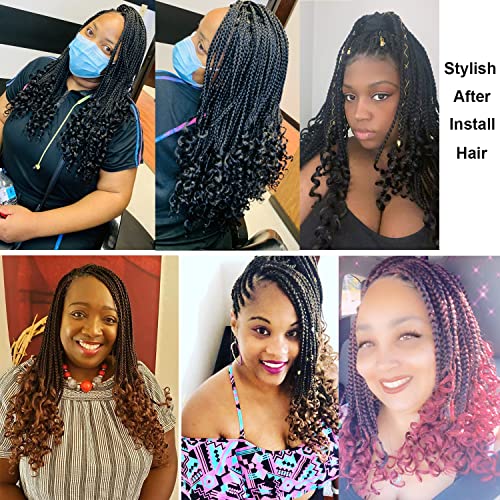 7 Packs 18 Inch Boho Goddess Box Braids Crochet Hair for Black Women (1B/30/27#, 18 Inch (Pack of 7))