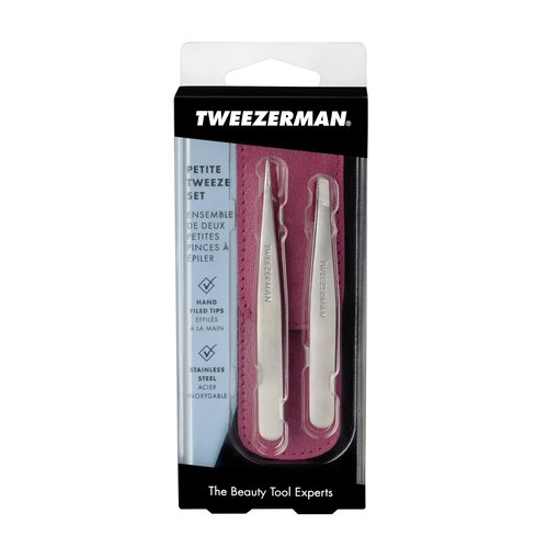 Tweezerman Petite Tweeze Set with Pink Case Model No. 4048-PKR, Leather