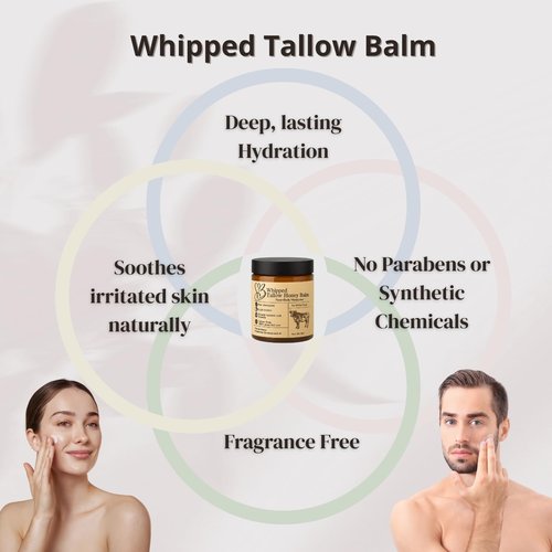 B.Chartier Beef Tallow for Skin- Tallow Balm for face- Tallow Face Moisturizer - Beef Tallow Moisturizer- Tallow and Honey Balm - Grass Fed Beef Tallow For Skin - Tallow Face Cream Lotion (8.0 oz)