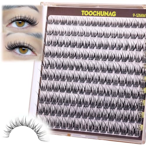 Fairy Lash Clusters 9-12mm Wispy Eyelash Clusters 160pcs Natural Cluster Eyelash Extensions CC Curve Individual Lashes Natural Look Short Thin Band Eyelashes Clusters by TOOCHUNAG