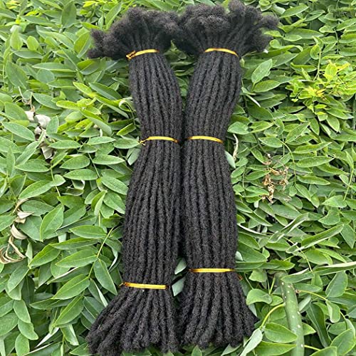 Human Hair Dreadlocks Extension Handmade Locs Small Size(diameter 0.4cm) 16inch 40 Strands/pack Natural Black #1B