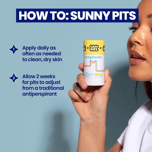 Megababe Daily Deodorant - Sunny Pits | Aluminum-Free, Clear & Clean | 2.6 oz (Pack of 2)