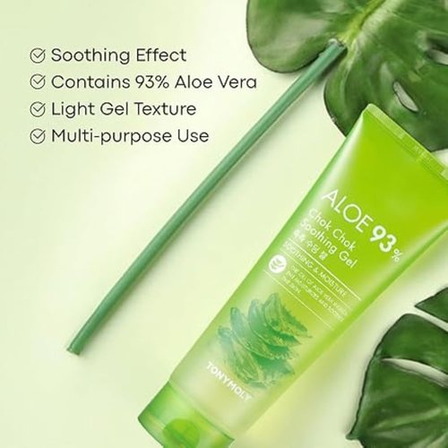 TONYMOLY Green Tea SPF 50 Sunscreen & Chok Chok Aloe Vera Soothing Gel - Korean Skincare Bundle (50ml & 8.5 oz)