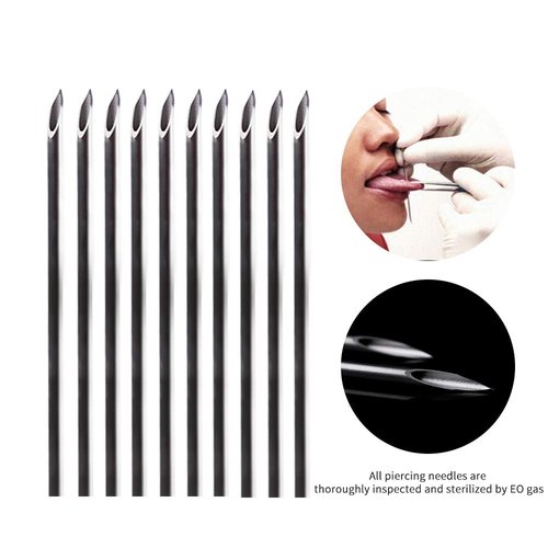 TC 100pcs Tattoo Piercing Needle with Body Ear Navel Nipple For piercing Supplies (12G)