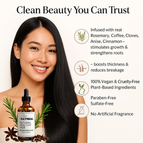4Oz Plant Based Hair Oil. Neutral Natural Vegan Hair Oil, Tik Tok, Castor oil, Rosemary, Coffee, Cloves, Botanic Oil, Thicker Hair, Hair Growth