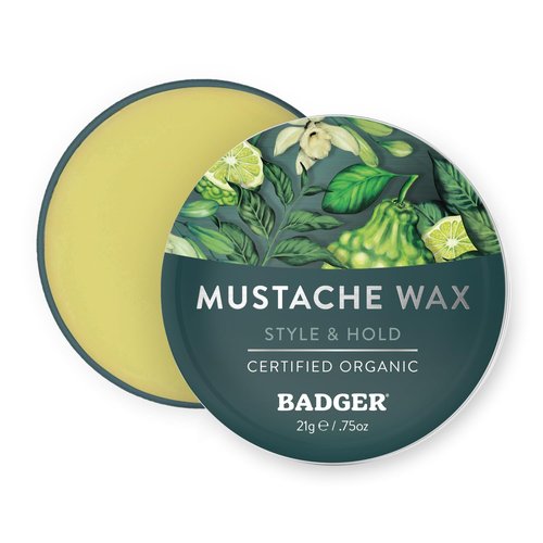 Badger Mustache Wax, Medium Hold, Light Masculine Scent, Easy to Apply, Certified Organic Versatile Moustache & Beard Wax, .75 oz Tin, 2-Pack