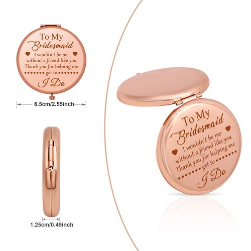 Bridesmaids Gifts from Bride Wedding Gift for Best Friends Sister Rose Gold Compact Mirror Thank You Gift for Bridesmaids Wedding Engagement Gifts Bridal Shower Gifts Bachelorette Bridal Party Gifts