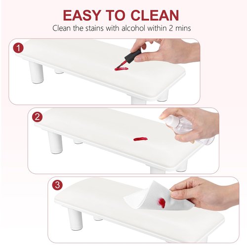 Arm Rest for Nails Tech,Height Adjustable Nail Arm Rest Stand,Cleanable Leather Hand Rest Holder Pillow,Manicure Armrest with Detachable Plastic Legs,Anti-slip