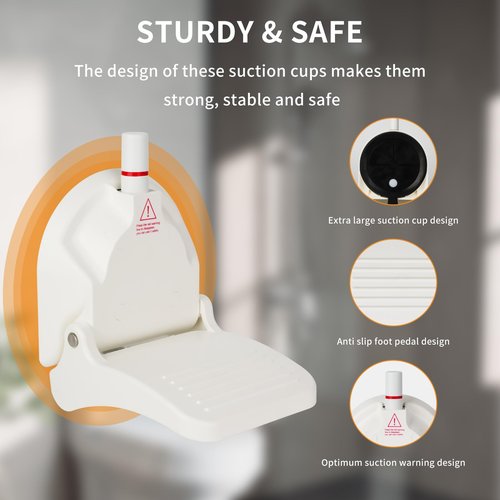 Shower Foot Rest for Shaving Legs,Shower Shaving Foot Rest,Foot Rest for Shower with Powerful Suction Cup,Foldable Shower Shaver Foot Rest Suitable for RV Bathroom,Easy to Carry While Traveling