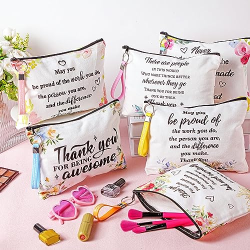 48 Pcs Cna Gifts Inspirational Cosmetic Bag Bulk with Zipper Keychain Cna Appreciation Gifts Bulk Motivational Makeup Bag for Graduation Nursing Assistant Women Teacher Staff Coworker(Delicate Style)