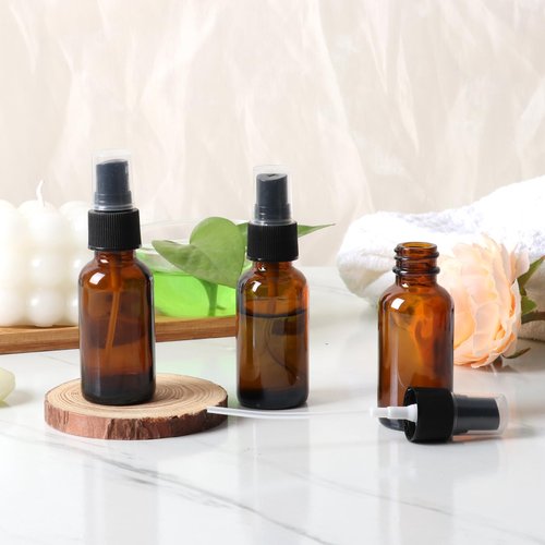 STARSIDE 24 Pack 1oz Amber Glass Spray Bottles with Fine Mist Sprayer,30 ml Glass Travel Bottles for Cosmetic Essential Oils Cleaning Solutions Perfumes & Liquids
