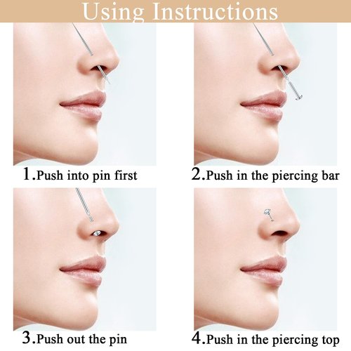 Xpircn Threadless Piercing Taper 20G 18G 16G Stainless Steel Piercing Taper Insertion Pin for Lip Nose Monore Ear Cartilage Tragus Helix Eyebrow Tongue Body Piercing Stretching Kit Assistant Tools,