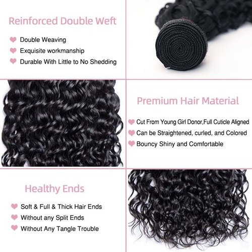 12A Grade Water Wave 1 Bundle Water Curly one Bundle Human Hair 16 Inch 100% Unprocessed Brazilian Virgin Human Hair Bundle Natural Black