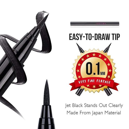 Docolor Makeup Brushes 10Pcs Neon Makeup Brushes Set with Soft Synthetic Hairs and 1PCS Waterproof Eyeliner Pen Super Slim Liquid Eyeliner Eye Liner Gel Black