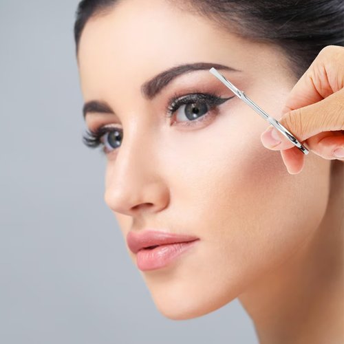 2 pcs Tweezers Scissor Handle, Straight Tip Scissor Shaped Eyebrows Tweezers, Stainless Flat Hair Plucker for Women Man Remover Facial Hair Eyebrows Care (Silver and Black)