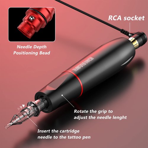Wormhole Tattoo Machine Kit Rotary with Power Supply 20 Cartridge Needles 20 Tattoo Ink 40 Tattoo Ink Caps Complete Tattoo Practice Pen Kit for Beginners and Tattooists WTK105