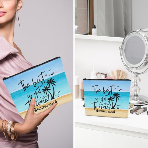 Sldpngo Retirement Gifts for Women 2025 Makeup Bag, Happy Retirement Retired Coworker Leaving Gifts for Women, The Best Is Yet to Come Retirements Cosmetic Bag