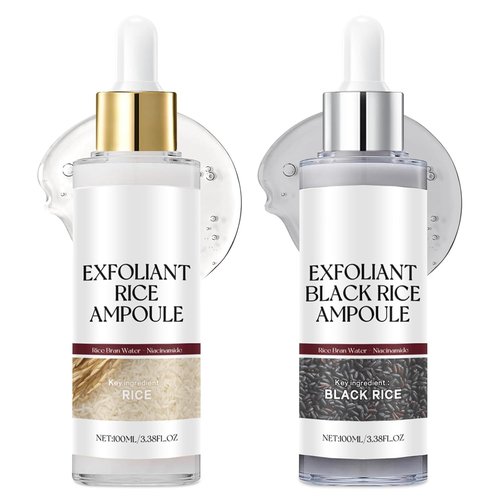 BEBIR Peel Shot Glow Rice Ampoule Duo–2 PCS White & Black Rice Facial Serum Lightweight Hydrating Formula for All Skin Facial Exfoliator Pore Refining Dead Skin Cells Remover