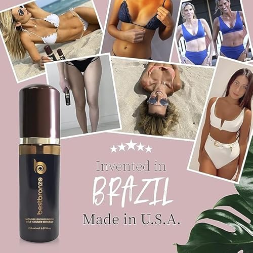Best Bronze Tinted Self Tanner Kit Mousse with Mitt ? Sunless Tanner Foam for Customizable Self Tan, Light to Dark Fake Tan ? Vegan Tanning Mousse ? Sunless Tanning Foam (5.07 Fl Oz & Mitt)