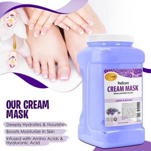 SPA REDI - Body and Foot Cream Mask, Lavender and Wildflower, 128 Oz - Pedicure Massage for Tired Feet and Body, Hydrating, Fresh Skin - Infused with Hyaluronic Acid, Amino Acids, Panthenol