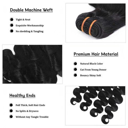 16A Raw Body Wave Bundles Human Hair 100% Human Hair Bundles,Triple Lifespan Virgin Remy Hair Extensions,Keep Texture Silky Soft After Multiple Washes (Body Wave 1 Bundle, 14 Inch)