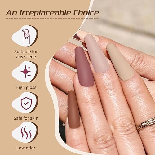 JR 9pcs 15ml Fall Gel Nail Polish Set Brown Earth Red Pink Gel Polish Kit UV Soak Off Polish Nail Art Manicure Salon Home DIY Gift C
