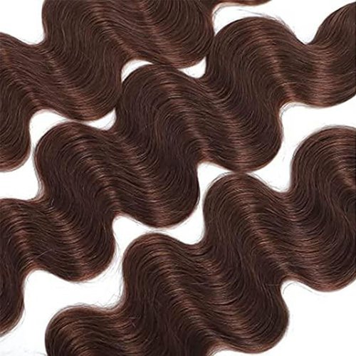 Labamiya Human Hair Bundles 12 14 16 Inch Chocolate Brown 4# Body Wave Bundles Human Hair 12A Unprocessed Soft Sewn In Wave Hair for Black Women with Double Weft